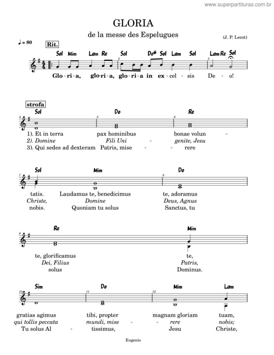 Partitura da música Gloria De La Messe Des Espeluges.Mscz