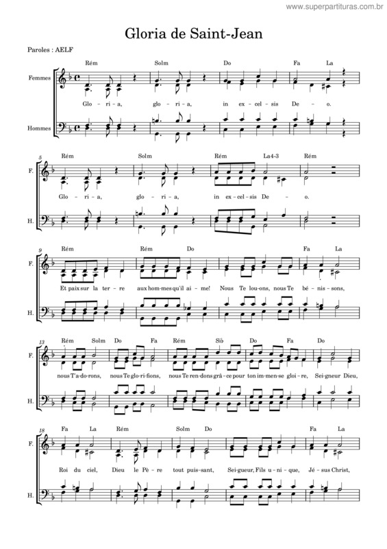 Partitura da música Gloria De Saint–Jean