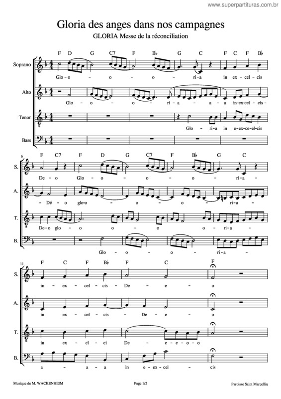 Partitura da música Gloria Des Anges Dans Nos Campagnes