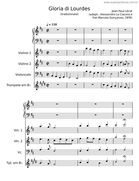 Partitura da música Gloria Di Lourdes – Jean–Paul Lécot v.2