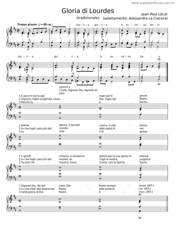 Partitura da música Gloria Di Lourdes – Jean–Paul Lécot