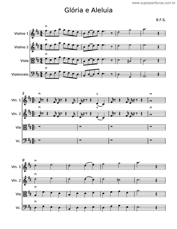 Partitura da música Glória E Aleluia – B.F.S.