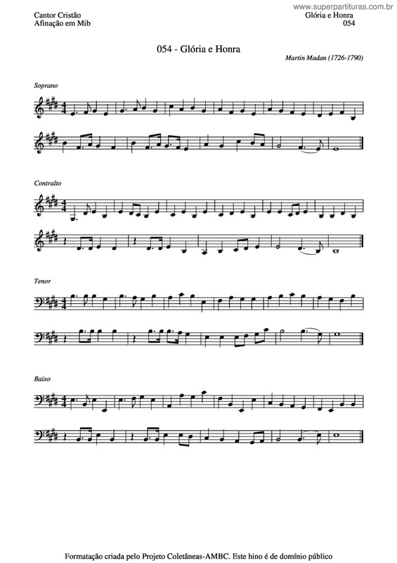 Partitura da música Glória E Honra v.3