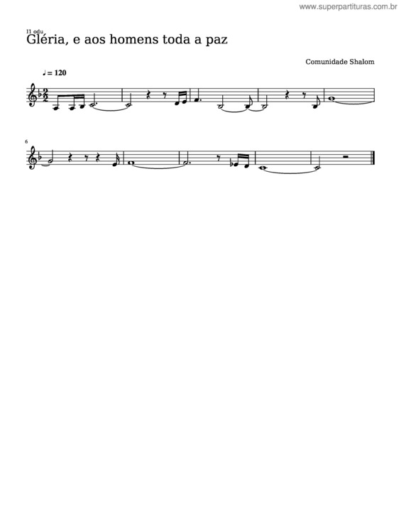Partitura da música Gloria Eaoshomenstodapaz Introducao