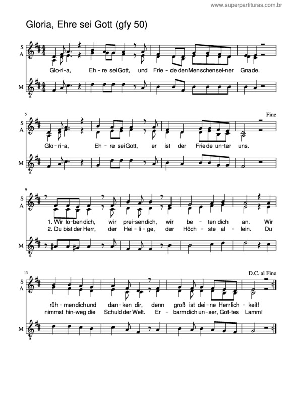 Partitura da música Gloria Ehre Sei Gott Gfy 50
