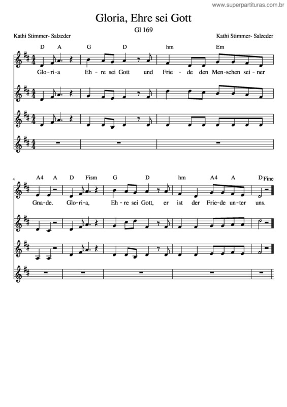 Partitura da música Gloria Ehre Sei Gott