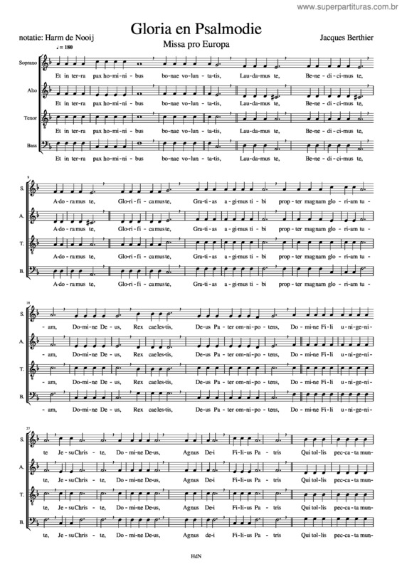 Partitura da música Gloria En Psalmodie