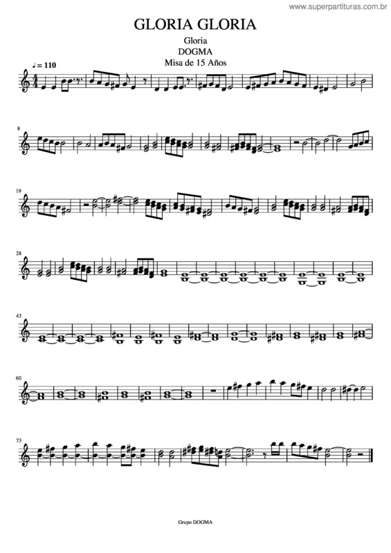 Partitura da música Gloria Gloria – Violín