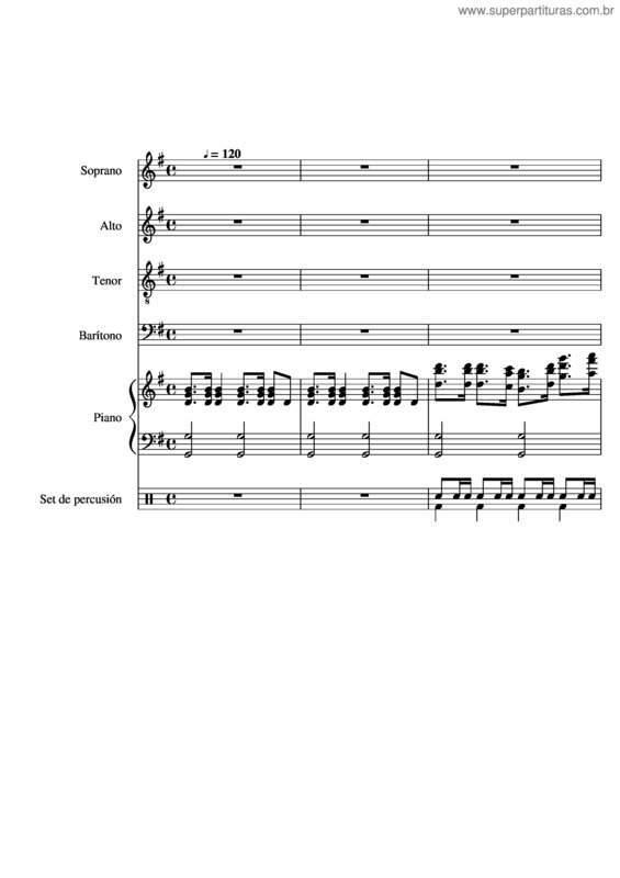 Partitura da música Gloria Gloria Aleluya