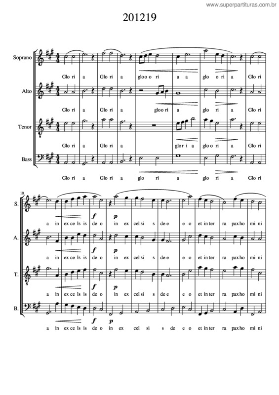 Partitura da música Gloria In A