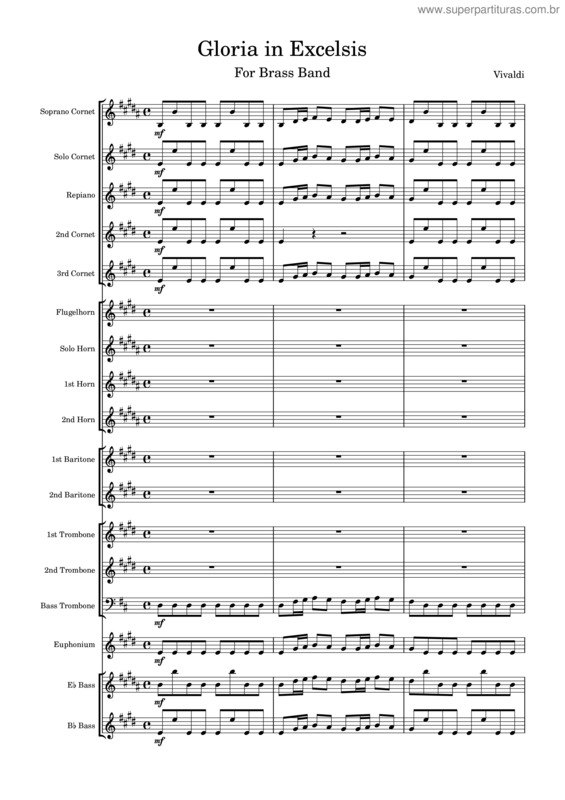 Partitura da música Gloria In D Major, Rv 589 – Antonio Vivaldi Gloria In Excelsis Brass Band