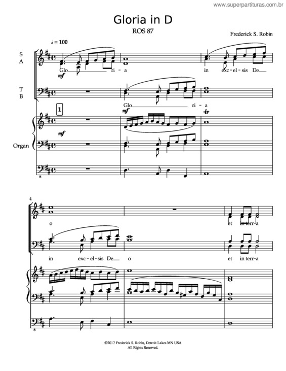 Partitura da música Gloria In D