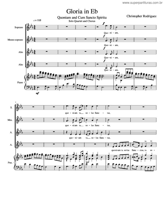 Partitura da música Gloria In Eb: 7 Quoniam And Cum Sancto Spiritu