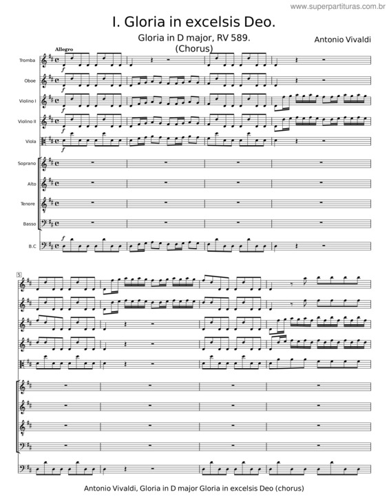 Partitura da música Gloria In Excelsis Deo – Antonio Vivaldi v.2