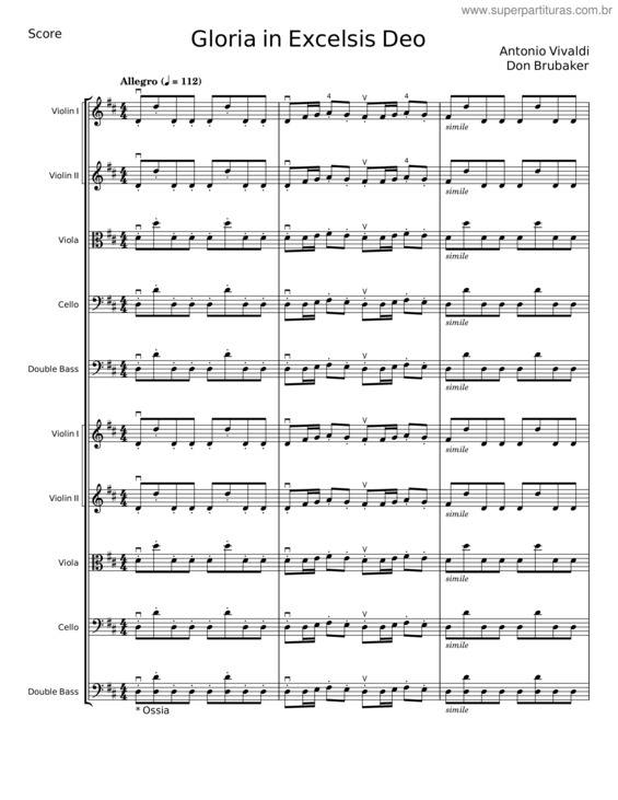 Partitura da música Gloria In Excelsis Deo – Antonio Vivaldi v.3
