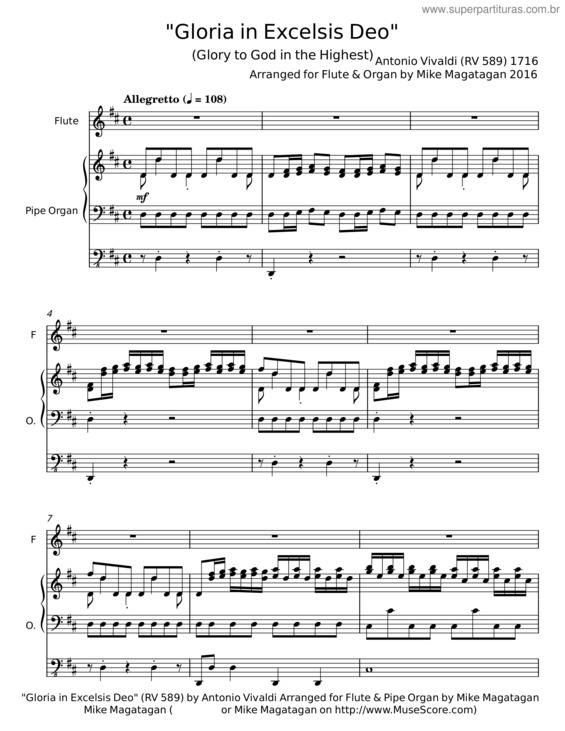Partitura da música Gloria In Excelsis Deo – Antonio Vivaldi