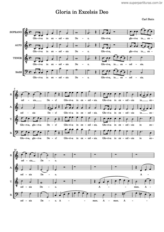 Partitura da música Gloria In Excelsis Deo – Carl Stein