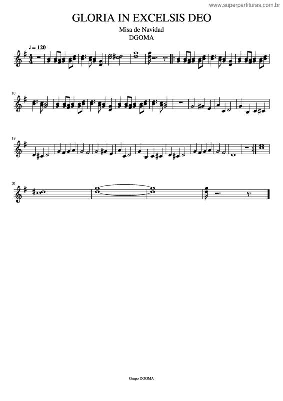 Partitura da música Gloria In Excelsis Deo – Violín
