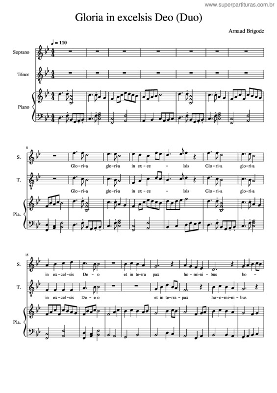 Partitura da música Gloria In Excelsis Deo, Duet For Voices