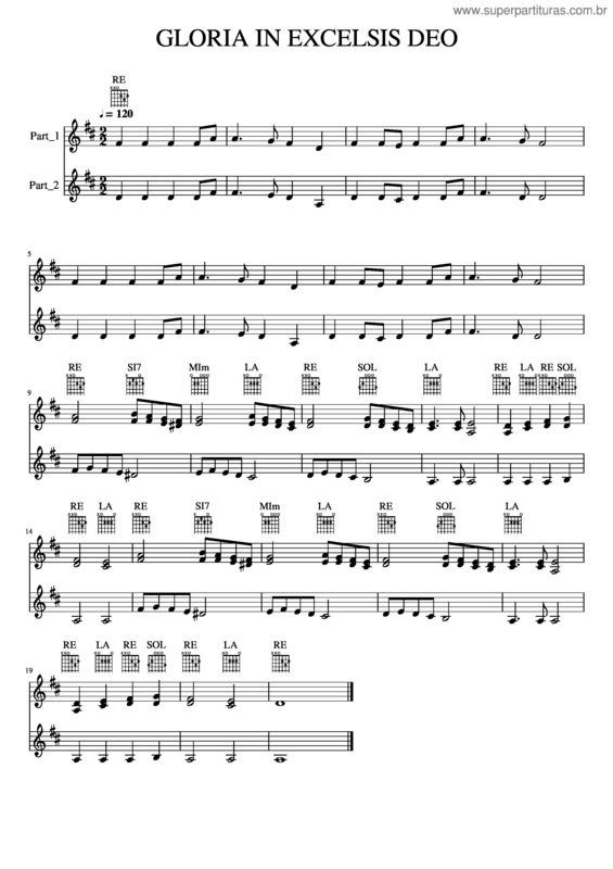 Partitura da música Gloria In Excelsis Deo In Re Musescore