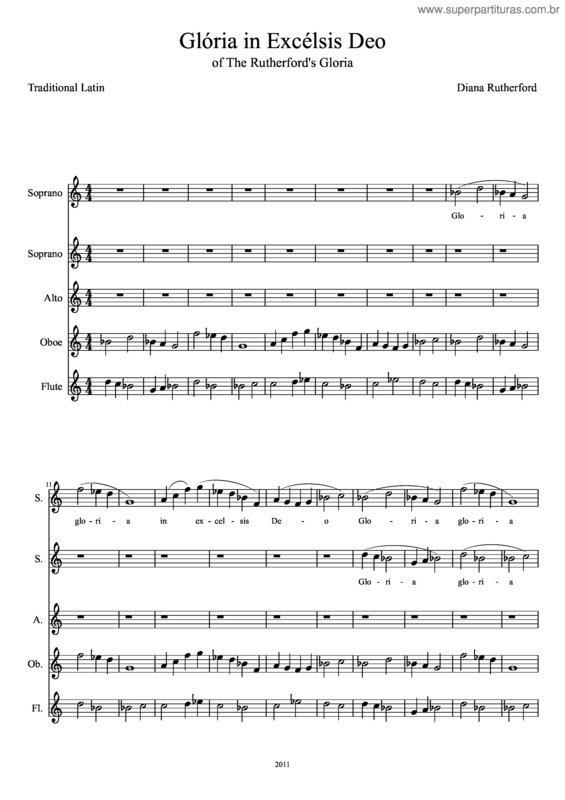 Partitura da música Glória In Excélsis Deo Of The Rutherford`S Gloria