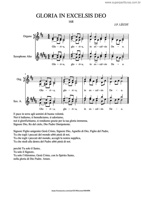 Partitura da música Gloria In Excelsis Deo v.11