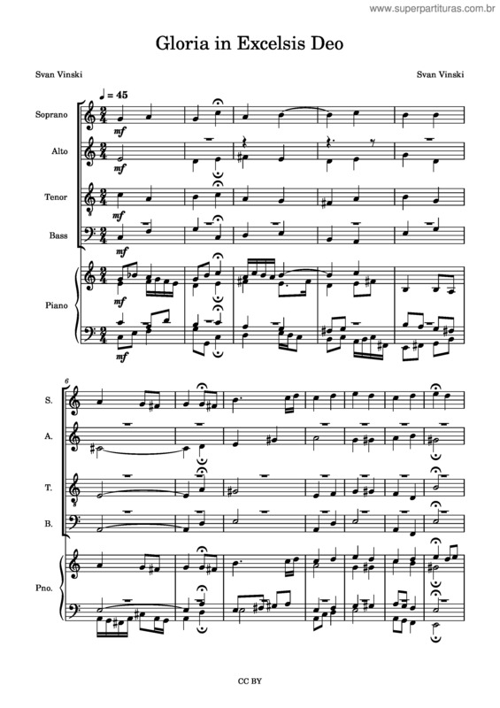 Partitura da música Gloria In Excelsis Deo v.16