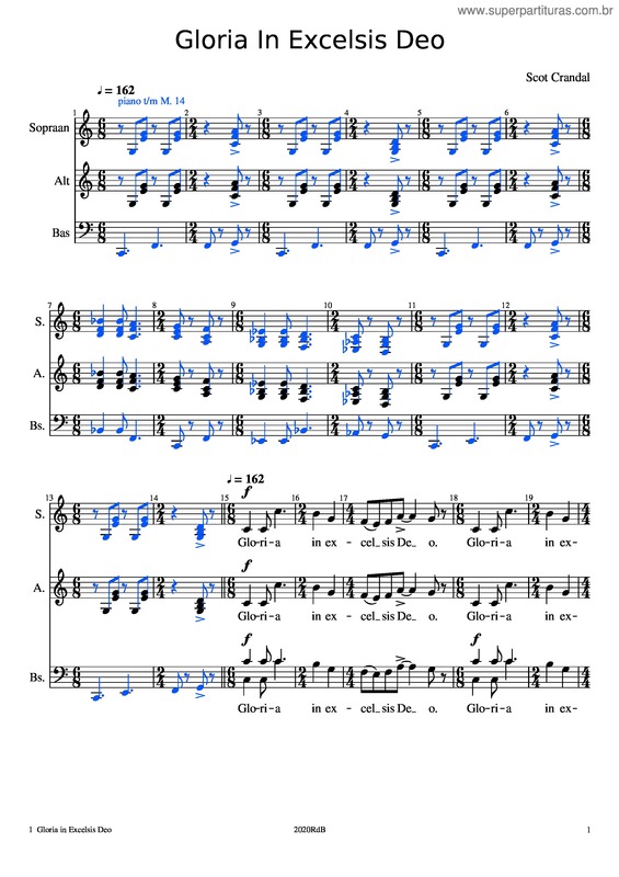 Partitura da música Gloria In Excelsis Deo v.19