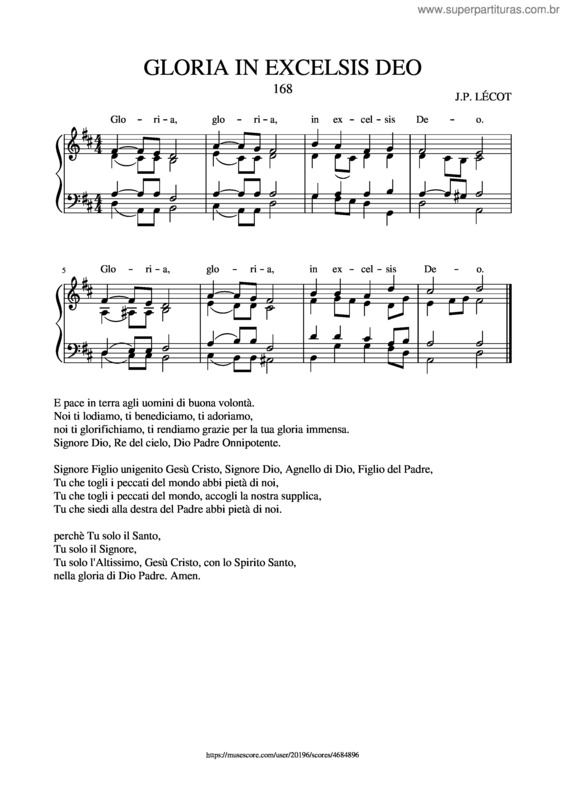 Partitura da música Gloria In Excelsis Deo v.2
