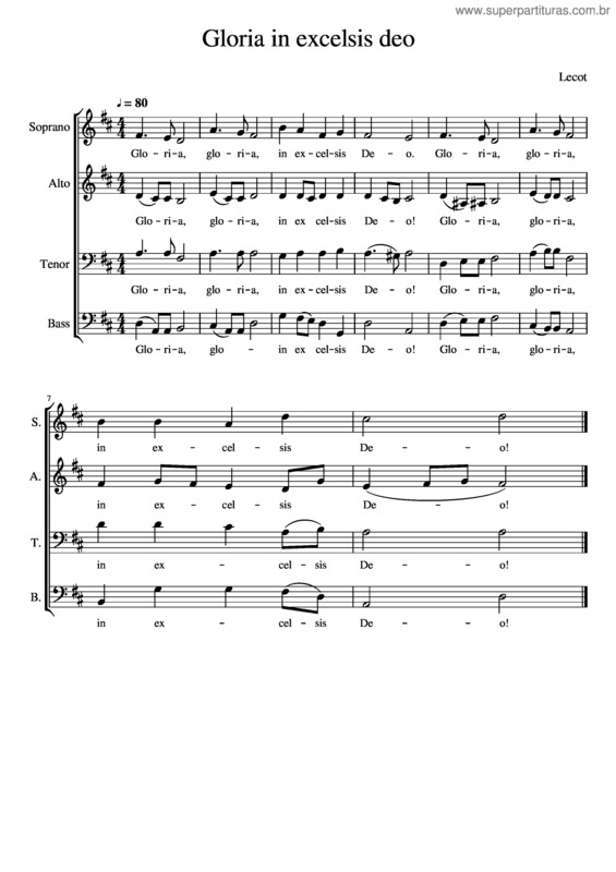 Partitura da música Gloria In Excelsis Deolourdes