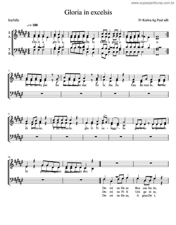 Partitura da música Gloria In Excelsis v.3