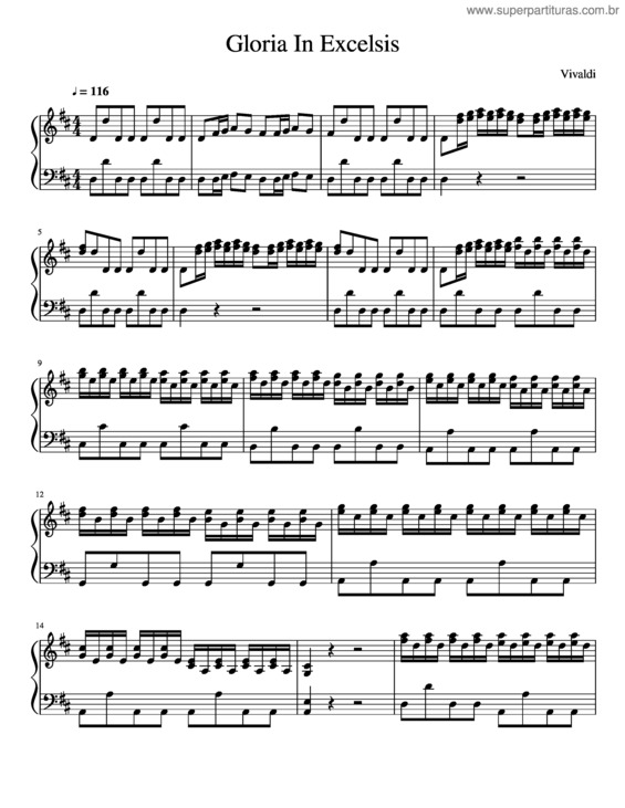 Partitura da música Gloria In Excelsis