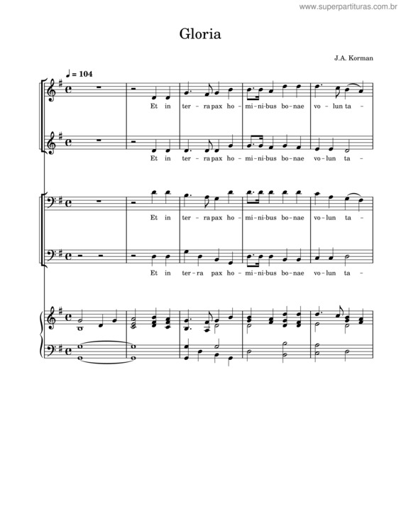 Partitura da música Gloria J.A. Korman