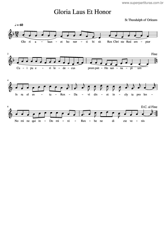 Partitura da música Gloria Laus Et Honor