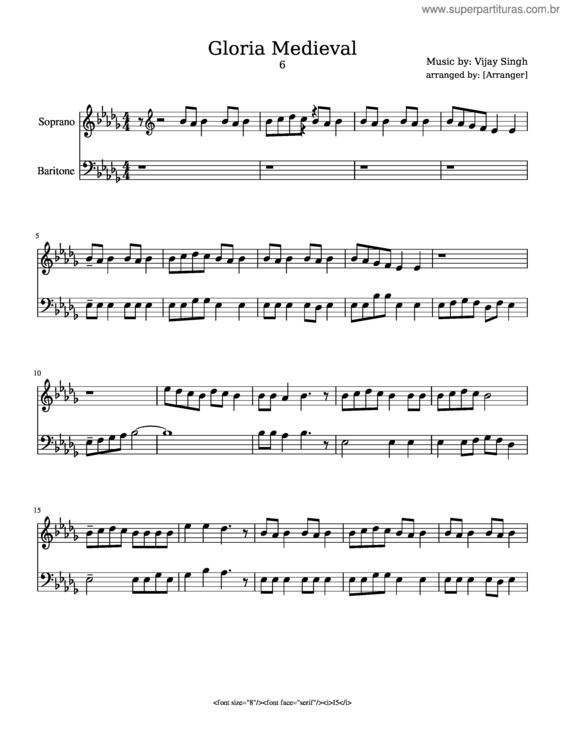 Partitura da música Gloria Medieval