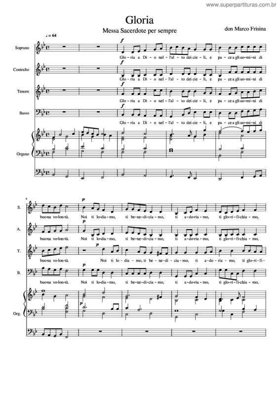 Partitura da música Gloria Messa Sacerdote Per Sempre
