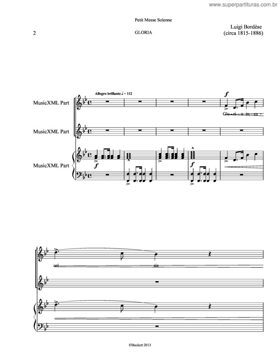 Partitura da música Gloria Misa Bordese