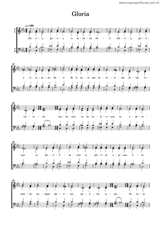 Partitura da música Gloria Missa Primera