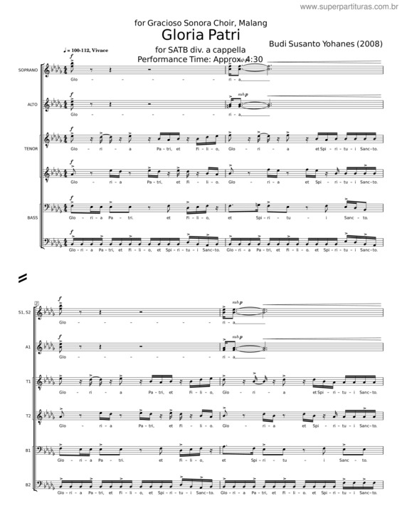 Partitura da música Gloria Patri – Budi Susanto Yohanes