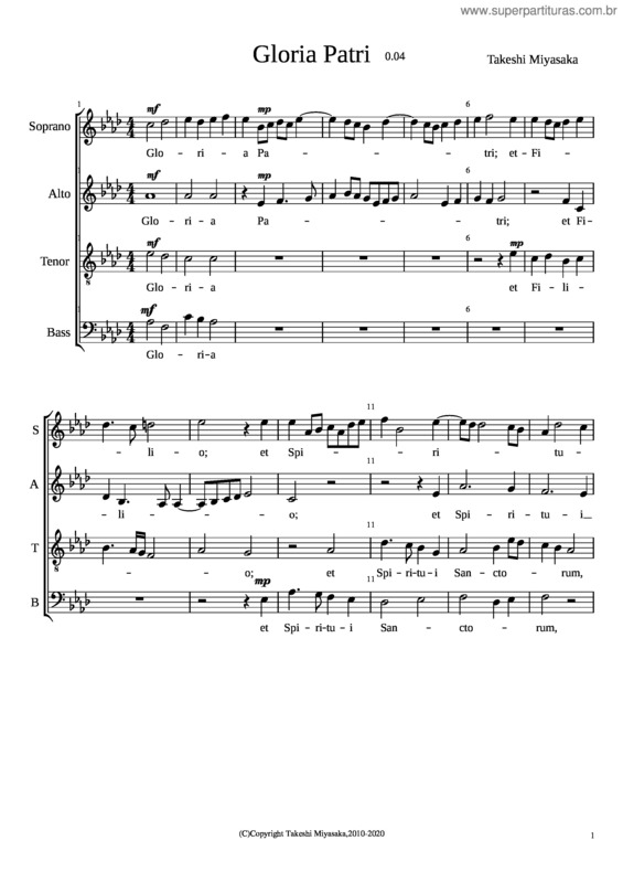 Partitura da música Gloria Patri 0.04