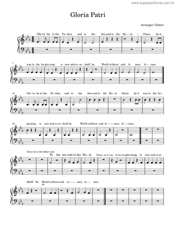 Partitura da música Gloria Patri No. 3