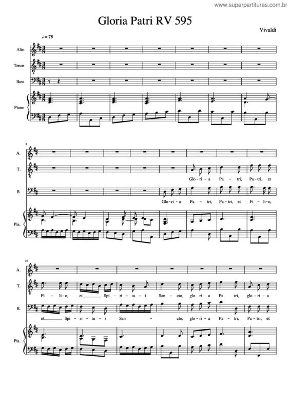 Partitura da música Gloria Patri Rv 595