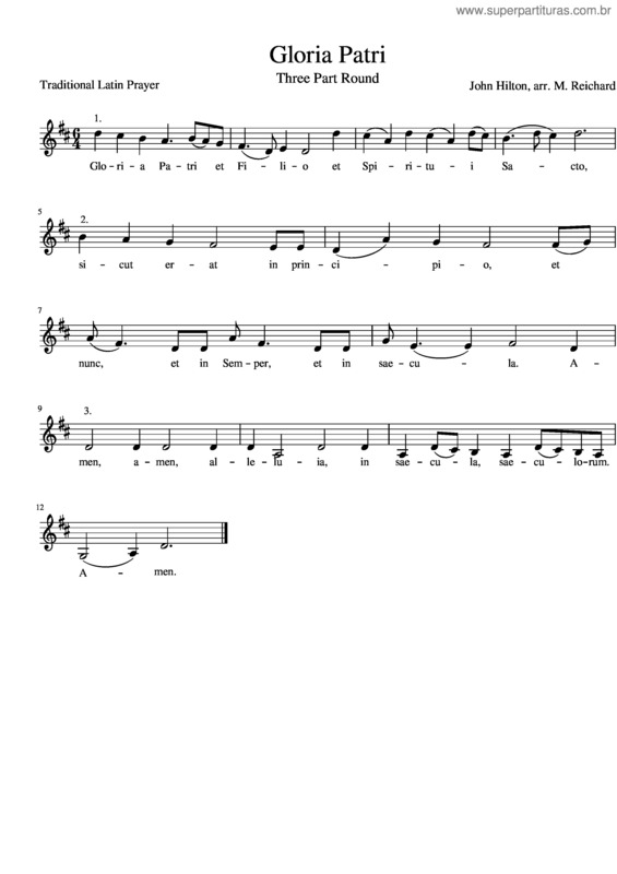 Partitura da música Gloria Patri v.2
