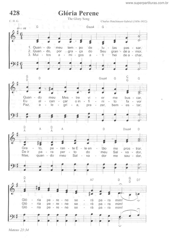 Partitura da música Glória Perene