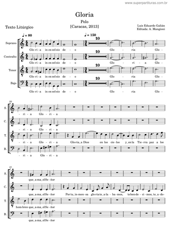 Partitura da música Gloria Polo – Luis Eduardo Galián