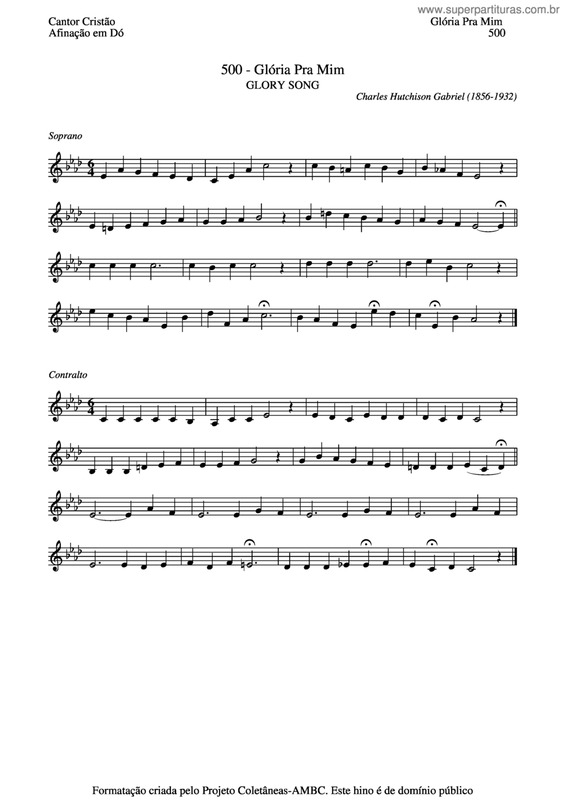 Partitura da música Glória Pra Mim v.2