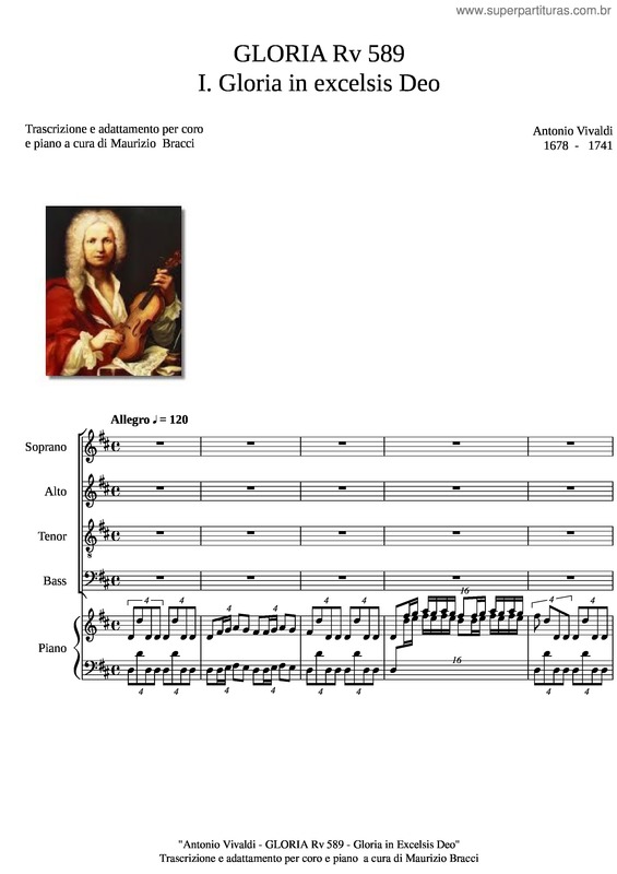 Partitura da música Gloria Rv 589 – A. Vivaldi – 1 Gloria In Excelsis Deo