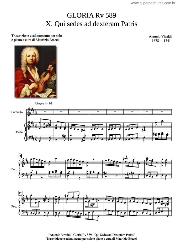 Partitura da música Gloria Rv 589 – A. Vivaldi – 10 Qui Sedes Ad Dexteram Patris