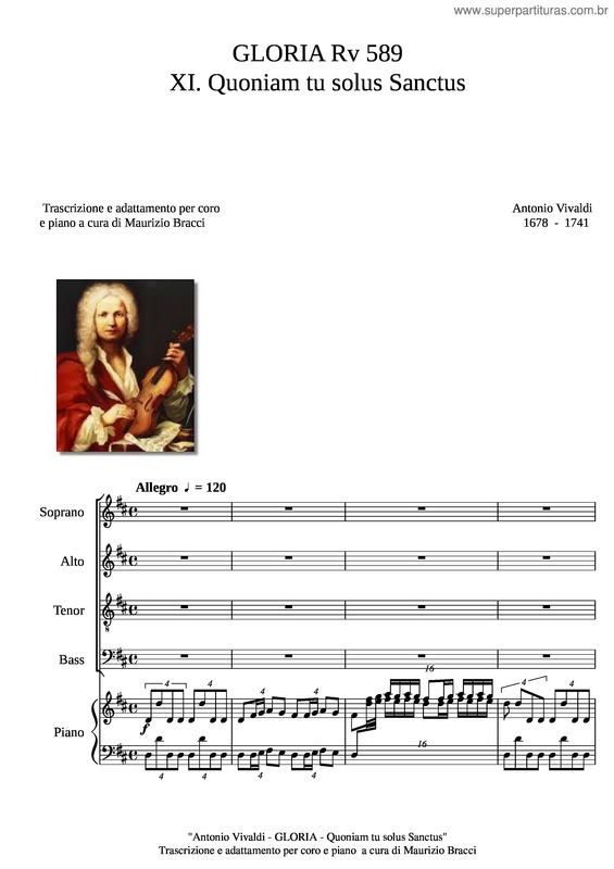 Partitura da música Gloria Rv 589 – A. Vivaldi – 11 Quoniam Tu Solus Sanctus