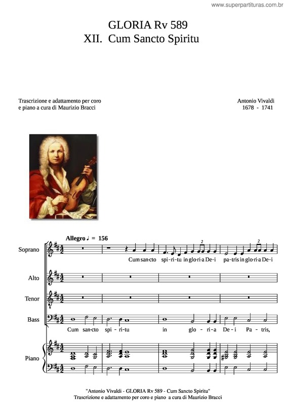 Partitura da música Gloria Rv 589 – A. Vivaldi – 12 Cum Sancto Spiritu